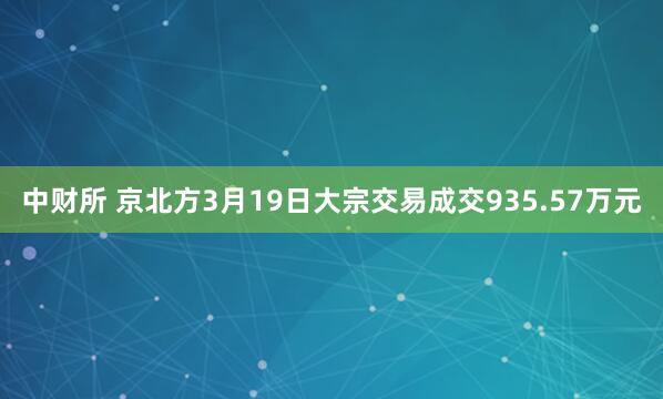 中财所 京北方3月19日大宗交易成交935.57万元